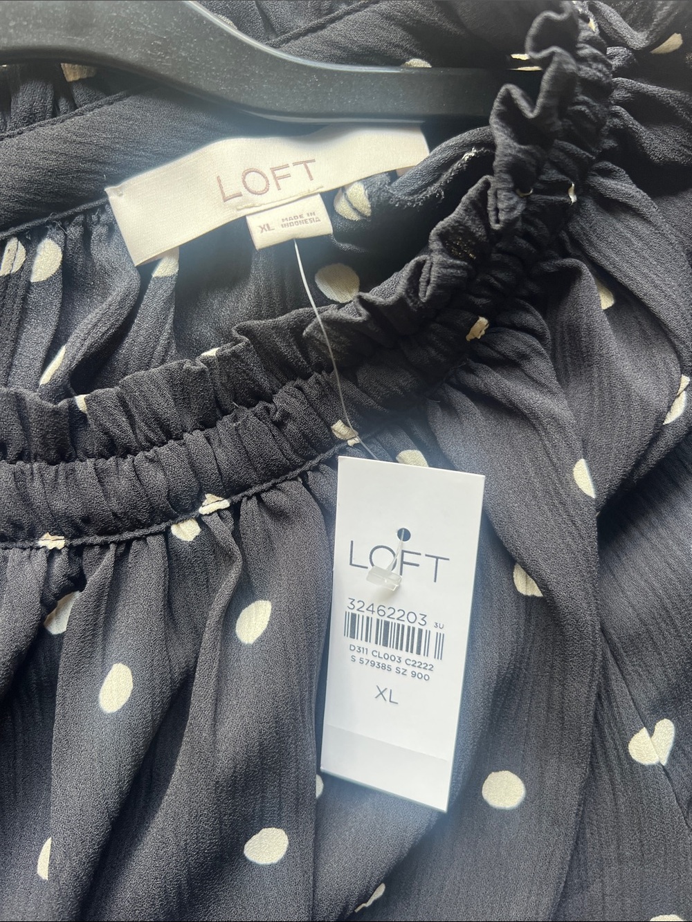 LOFT Black Blouse with White Polka Dots - Size XL - New with tags - Picture 8 of 8